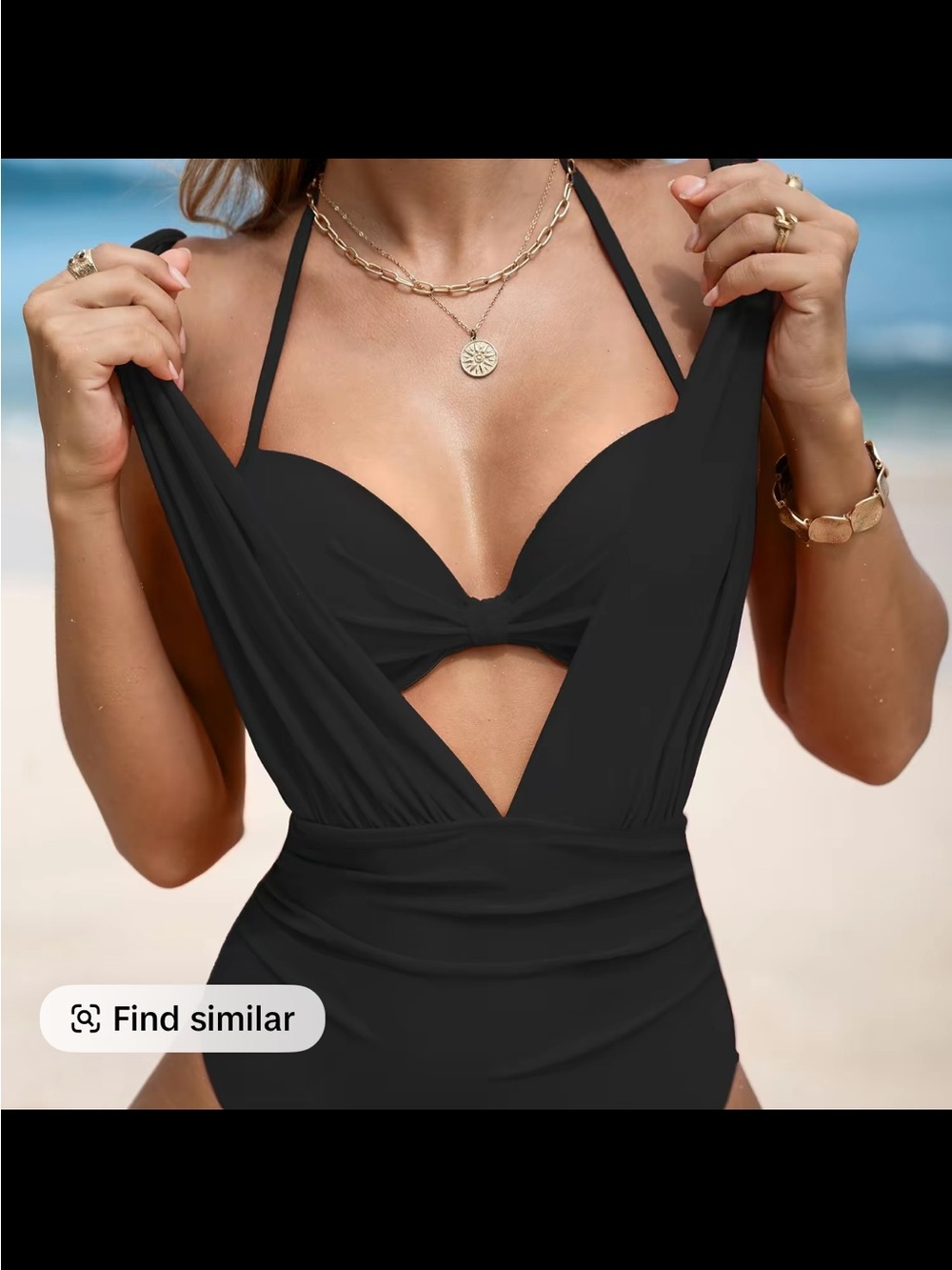 Cupshe Black Twist Front One-Piece Swimsuit